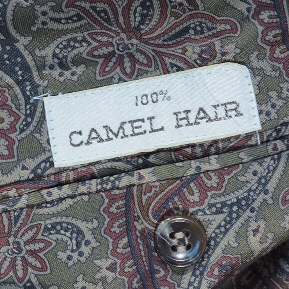 Vintage Bill Blass Blazer Mens 44R Tan Camel Hair USA Preppy Grandpa Paisley - Picture 3 of 11